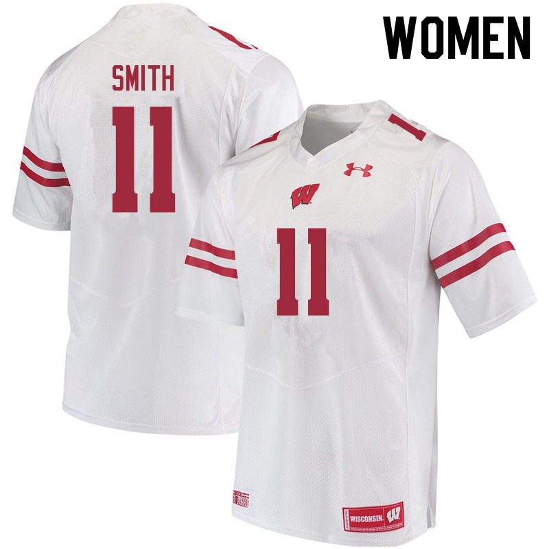 Wisconsin Badgers Women's #11 Alexander Smith NCAA Under Armour Authentic White College Stitched Football Jersey HM40D61LL